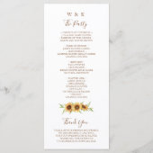 Mooie, Zonnebloem bruiloft Programma (Achterkant)