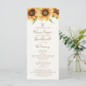 Mooie, Zonnebloem bruiloft Programma (Staand voorkant)