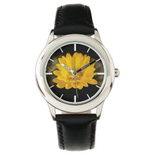 Mooie zonnebloem met donkerbruine achtergrond horloge
