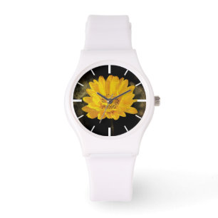 Mooie zonnebloem met donkerbruine achtergrond horloge