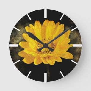 Mooie Zonnebloem met Donkere Bruine Achtergrond Ronde Klok