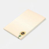Mooie zonnebloem op koraal post-it® notes (Schuin)