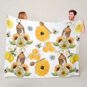 Mooie zonnebloem voor tuinbijen fleece deken