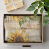 Mooie zonnebloemen bloemenmuziek blad ephemera tissuepapier (Geschenk)