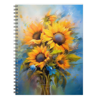 Mooie Zonnebloemen Boeket Natuur Botanische Kunst Notitieboek