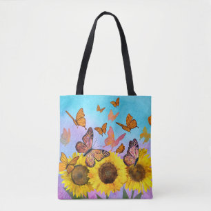 Mooie zonnebloemen Butterflies Flower Garden Draagtas