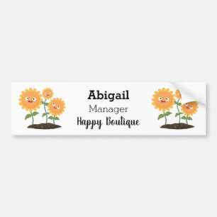 Mooie zonnebloemen die cartoon glimlachen bumpersticker
