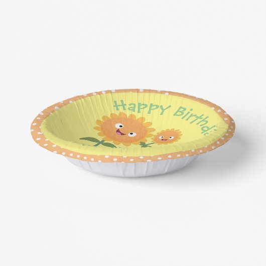 Mooie zonnebloemen die cartoon glimlachen papieren kommen (Gebogen)