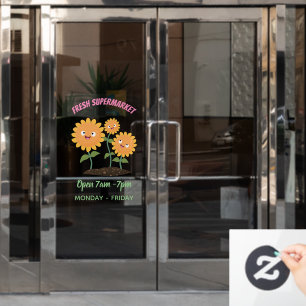 Mooie zonnebloemen die cartoon glimlachen raamsticker