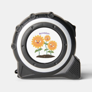 Mooie zonnebloemen die cartoon glimlachen rolmaat