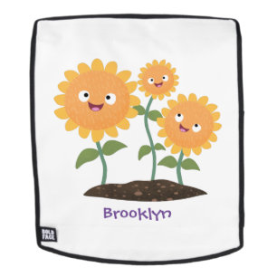 Mooie zonnebloemen die cartoon glimlachen rugtassen