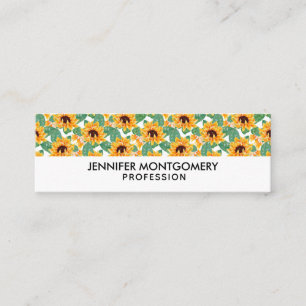 Mooie zonnebloemen geel en groen patroon mini visitekaartje