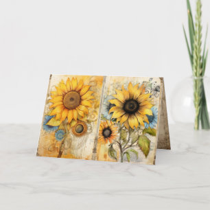 Mooie zonnebloemen gevouwen wenskaart kaart