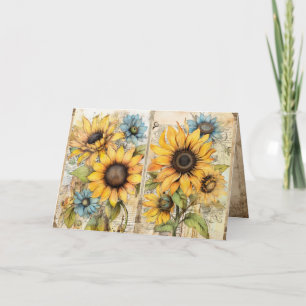 Mooie zonnebloemen gevouwen wenskaart kaart