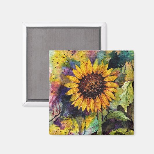 Mooie zonnebloemen in Waterverf Magneet (Voorkant / Achterkant)