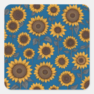 Mooie zonnebloemenpatroon vierkante sticker