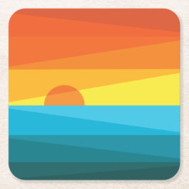 Mooie zonnebrand en Zee golven Vierkante Kartonnen Onderzetter