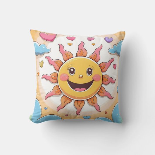 Mooie Zonneschijn en Regenboog Kinderen Patroon Kussen (Voorkant)