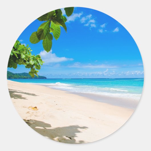 Mooie zonnige tropische strand foto ronde sticker (Voorkant)
