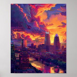 Mooie zonsondergang in Nashville TN USA Poster