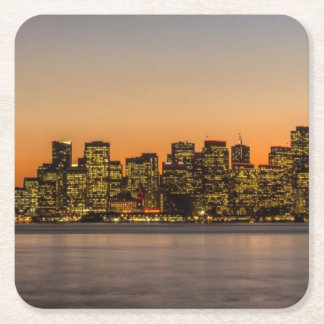 Mooie zonsondergang in San Francisco Vierkante Kartonnen Onderzetter