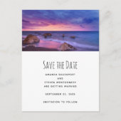 Mooie zonsondergang Kustfoto bruiloft Aankondigingskaart (Voorkant)