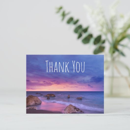 Mooie zonsondergang kustfoto dank u briefkaart (Staand voorkant)