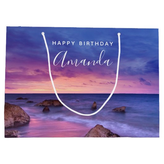 Mooie zonsondergang Kustfoto Verjaardag Groot Cadeauzakje (Achterkant)