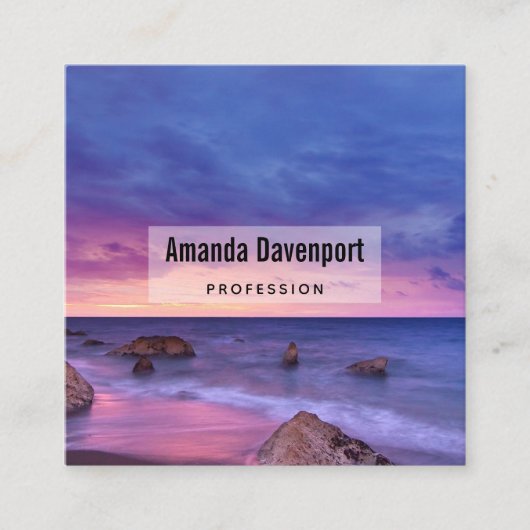 Mooie zonsondergang kustfoto vierkante visitekaartje (Voorkant)