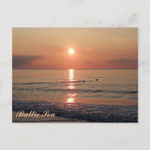 Mooie zonsondergang op Baltisch Zee Foto-Briefkaar Briefkaart