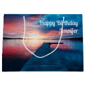 Mooie zonsondergang op een Calm Lake Verjaardag Groot Cadeauzakje (Voorkant)