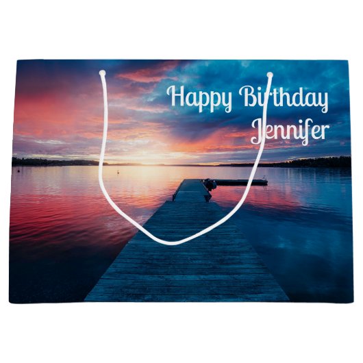 Mooie zonsondergang op een Calm Lake Verjaardag Groot Cadeauzakje (Voorkant)