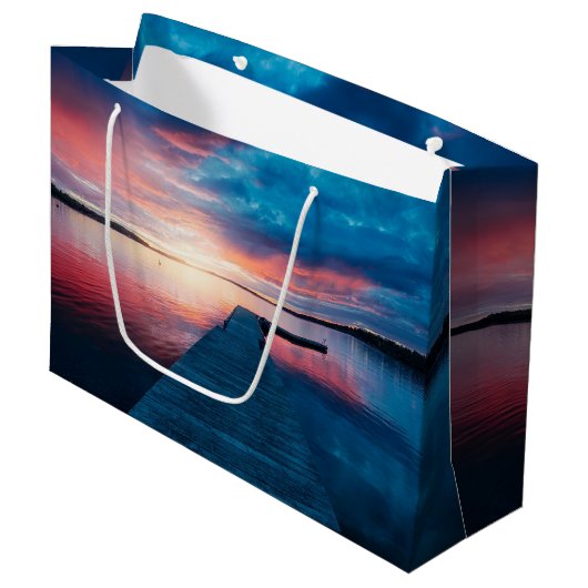 Mooie zonsondergang op een rustig meer groot cadeauzakje (Voorkant Gekanteld)