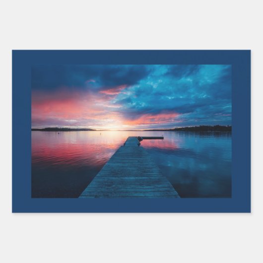 Mooie zonsondergang op een rustig meer inpakpapier vel (Voorkant 3)