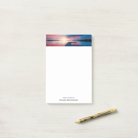 Mooie zonsondergang op een rustig meer post-it® notes (Op bureau)