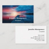 Mooie zonsondergang op een rustig meer visitekaartje (Voorkant / Achterkant)