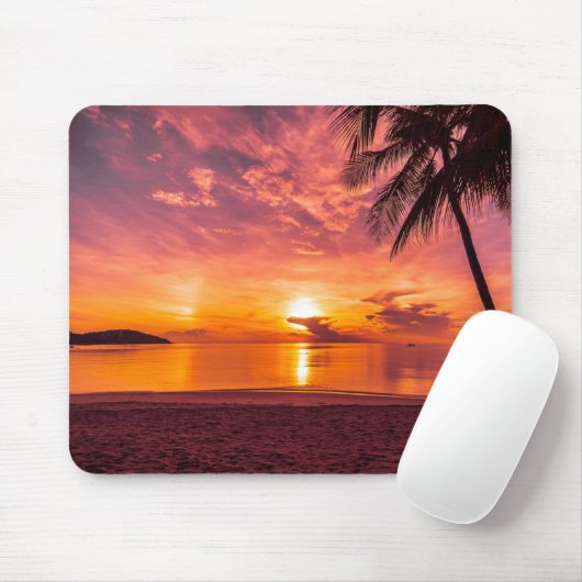 Mooie zonsondergang op het strand muismat (Met muis)