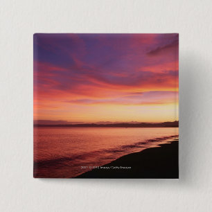 Mooie zonsondergang op het strand vierkante button 5,1 cm