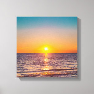 Mooie zonsondergang over de oceaan canvas afdruk