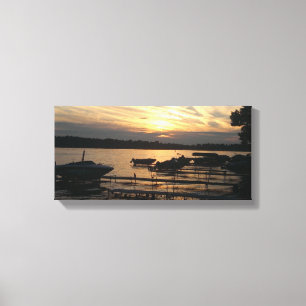 Mooie zonsondergang over het meer Ontario Fair Hav Canvas Afdruk