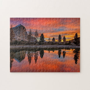 Mooie Zonsondergang Scene Lago di Limides Italië Legpuzzel