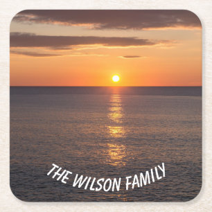 Mooie zonsondergang vierkante kartonnen onderzetter