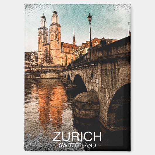 Mooie  Zürich Zwitserland City Uitzicht Magneet (Voorkant)