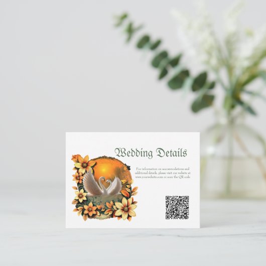 Mooie zwanen in liefde. informatiekaartje (Staand voorkant)