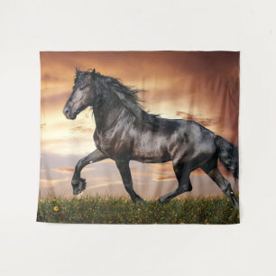 Mooie Zwarde Paard Wandkleed