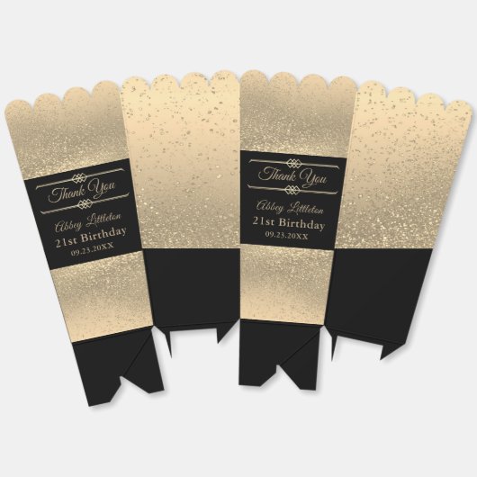 Mooie zwart en goud glitter bedankdoosjes (Ongevouwen)