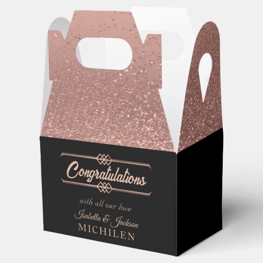 Mooie zwart en Roos gouden glitter Bedankdoosjes (Geopend)