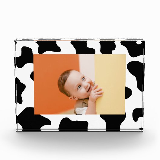 Mooie zwart-wit boerderijdier kinderkamer koeprint fotoblokken (Voorkant)