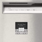 Mooie zwart-wit damast Save the Date Magneet (Insitu (Vaatwasser))