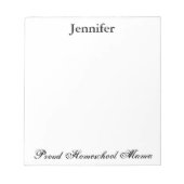 Mooie Zwart-Wit Trots Homeschool Mama Notitieblok (Voorkant)